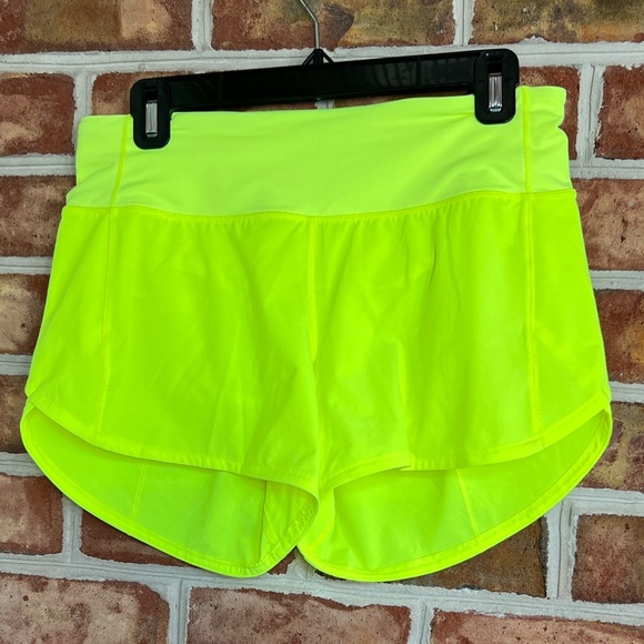 Lululemon Athletica 4” Neon Yellow Speed up Athletic Shorts. Size 6 - Picture 1 of 10